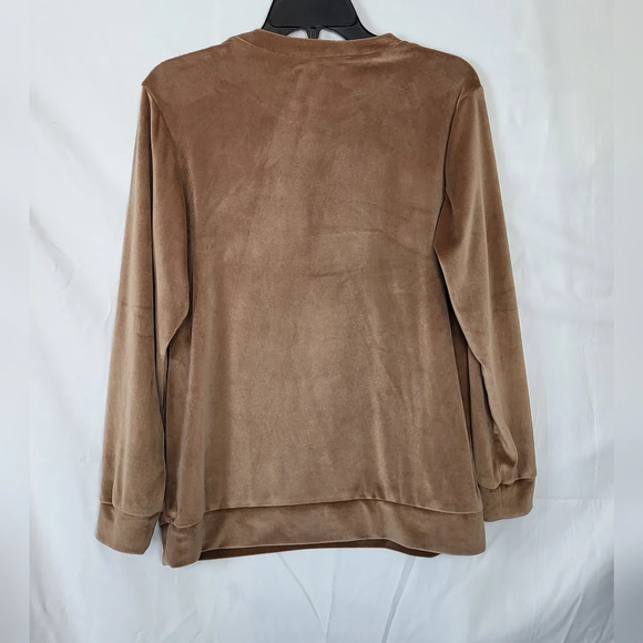 Ekouaer Womens‎ Brown Long Sleeve Velour Pocket Sweater Size M - Picture 5 of 7